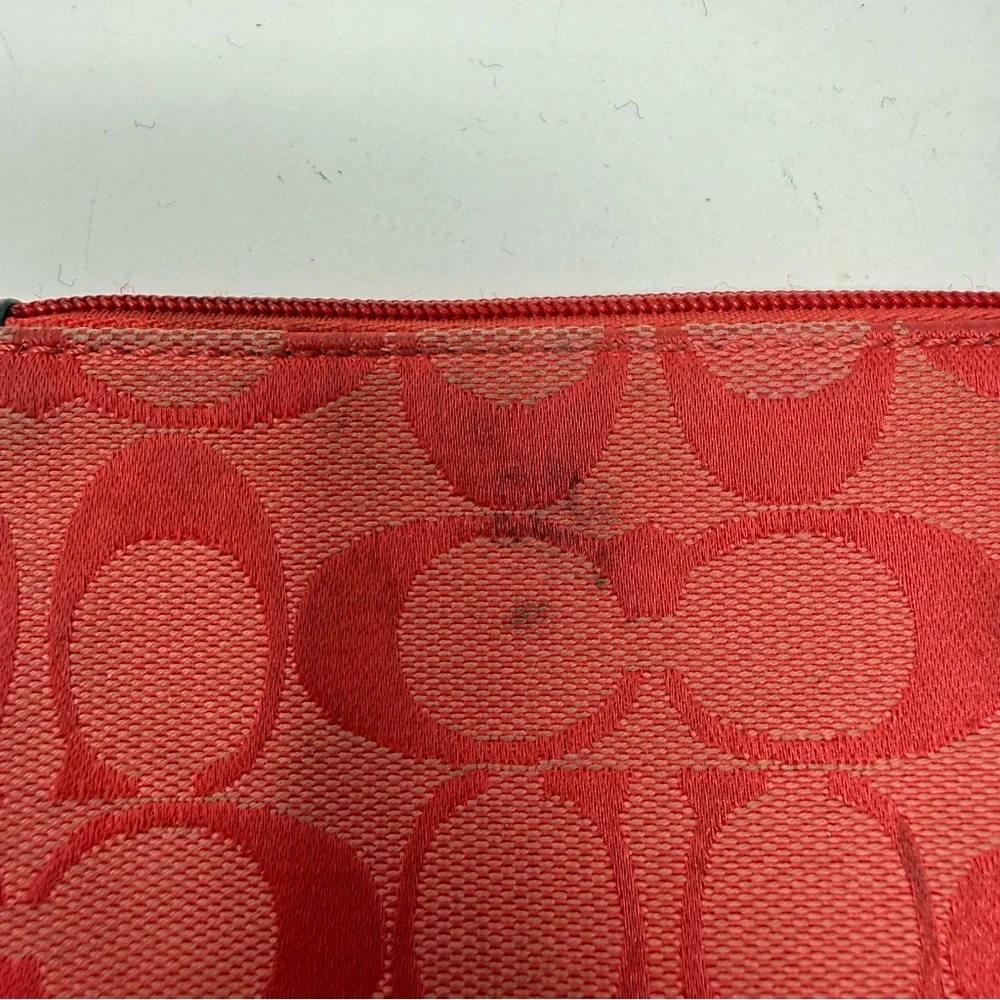Coach Y2K Signature C Red Logo Canvas Wristlet with Red Leather Trim